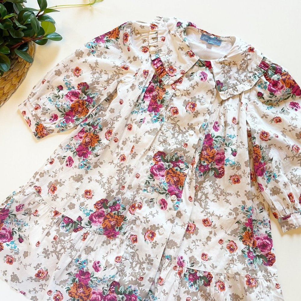Pompomme Big Collar Floral Dress | Size 7